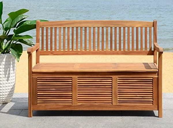 Safavieh Hölzernes Außen-Bank, Neutral, 66 X 85 X 113