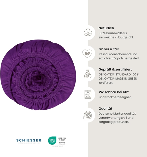 Schiesser Spannbettlaken Jessi - Edeljersey - 180 x 200 cm - Lila Bild 2