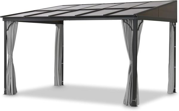 Leco Terrassenüberdachung mit Polycarbonat-Dachplatten "Melanie", grau, 400 x 300 x 214 cm (L x B x H)