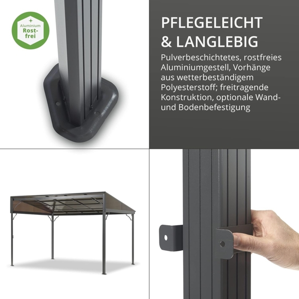 Leco Terrassenüberdachung mit Polycarbonat-Dachplatten "Melanie", grau, 400 x 300 x 214 cm (L x B x H) Bild 5
