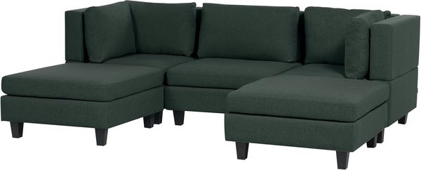 Beliani 'Unstad' Sofa, Grün, Leinenoptik, 72 x 76 x 228 cm, ohne Ottomane, U-Form Bild 4