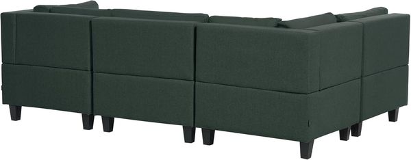 Beliani 'Unstad' Sofa, Grün, Leinenoptik, 72 x 76 x 228 cm, ohne Ottomane, U-Form Bild 5