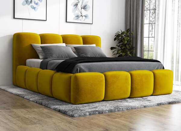 Polsterbett DONA 180x200 mit Matratze, Bettkasten und Lattenrost. Farbe: Bernesteigraun 34