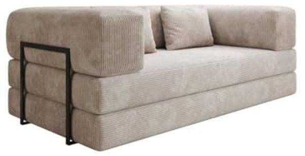 Luxusbetten24 Sofa Designer Sofa Lazy 3 Sitzer, mit Aufklappfunktion und Cordbezug