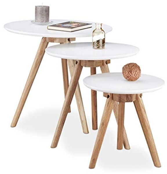 Relaxdays Beistelltisch 3er Set Walnuss