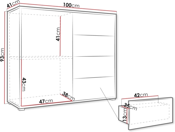 Kommode 'Gesita K1D4SZ', Holz, Cashmere, 100 x 93 x 41 cm Bild 3