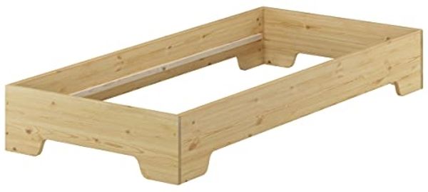 Robustes Bettgestell in kompakter Form 80x190 Massivholz Kiefer 60.56-08-190oR