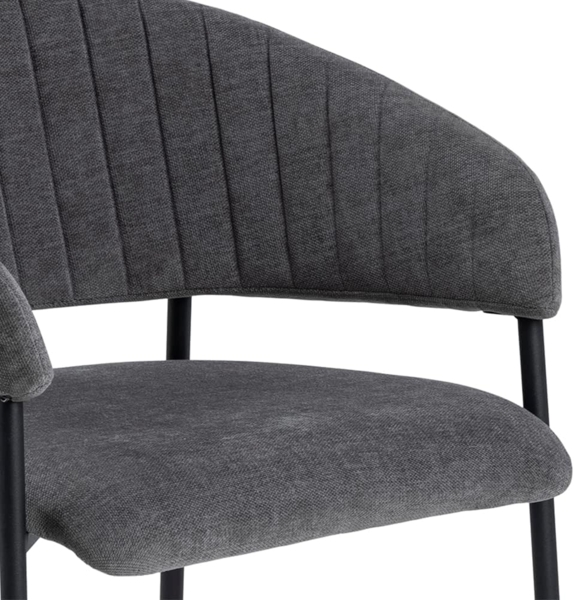 AC Design Furniture Anna Esszimmerstühle 2er Set, Weiche Esszimmerstühle mit Chenille Effekt, Küchenstühle, Lounge Esszimmerstühle mit Armlehnen, Dunkelgraue Polsterstühle mit Schwarzen Metallbeinen Bild 8