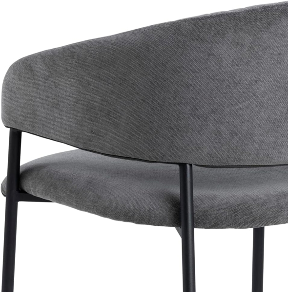 AC Design Furniture Anna Esszimmerstühle 2er Set, Weiche Esszimmerstühle mit Chenille Effekt, Küchenstühle, Lounge Esszimmerstühle mit Armlehnen, Dunkelgraue Polsterstühle mit Schwarzen Metallbeinen Bild 7