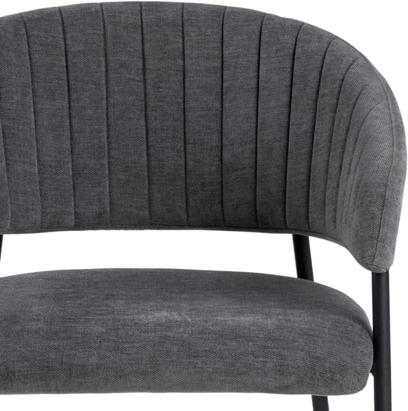 AC Design Furniture Anna Esszimmerstühle 2er Set, Weiche Esszimmerstühle mit Chenille Effekt, Küchenstühle, Lounge Esszimmerstühle mit Armlehnen, Dunkelgraue Polsterstühle mit Schwarzen Metallbeinen Bild 6