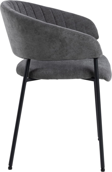 AC Design Furniture Anna Esszimmerstühle 2er Set, Weiche Esszimmerstühle mit Chenille Effekt, Küchenstühle, Lounge Esszimmerstühle mit Armlehnen, Dunkelgraue Polsterstühle mit Schwarzen Metallbeinen Bild 5