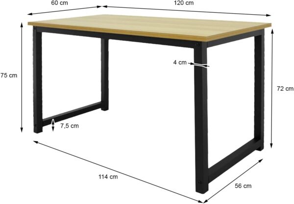 Schreibtisch 120 x 60 x 75 cm Schwarz aus MDF und Metall ML-Design Bild 7