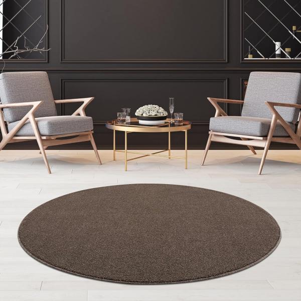 Jimri Teppich Lotus Wohnzimmer Teppich Einfarbig Kurzflor Läufer Uni, Rund, Wohnzimmer Teppich Einfarbig Kurzflor Läufer