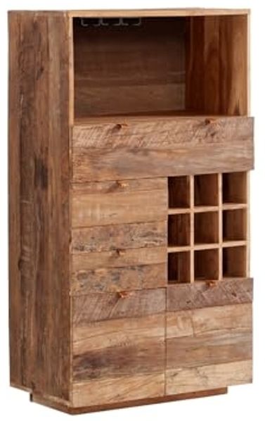 Highboard Altholz massivum Oldwood 80x145x40 cm braun rustikale Holzkommode Weinschrank Küchenschrank Landhausstil Wohnzimmerschrank