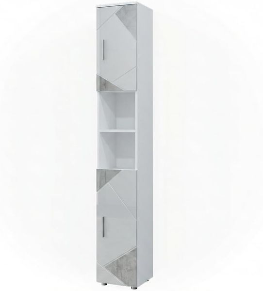 Vicco 'Irma' Badschrank mit 2 Türen und 6 Fächer, Holz, 192 x 30 x 30 cm, Weiß Hochglanz