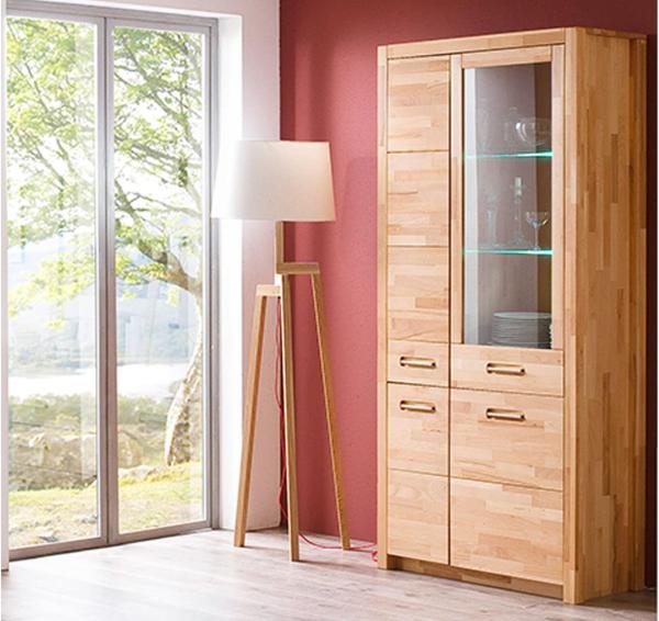 Vitrine >Leduc< in Kernbuche aus Metall - 98x203x40cm (BxHxT)