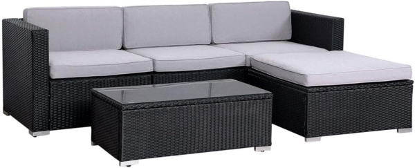 SVITA Gartenlounge-Set CALIFORNIA, (5-tlg), Polyrattan, verschiedene Stellmöglichkeiten, inkl. Kissen