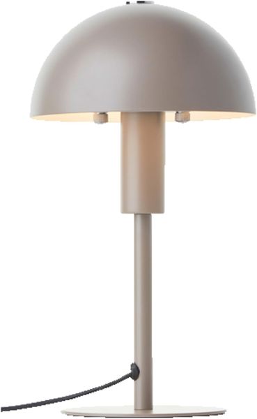Lightbox Pilz-Tischlampe | 27 cm Höhe, Ø 15 cm | Home Office Schreibtischlampe mit Wipp-Schalter | Mini LED Lampe als Nachttischlampe für das Schlafzimmer | E14 | aus Metall in Matt Taupe/Grau