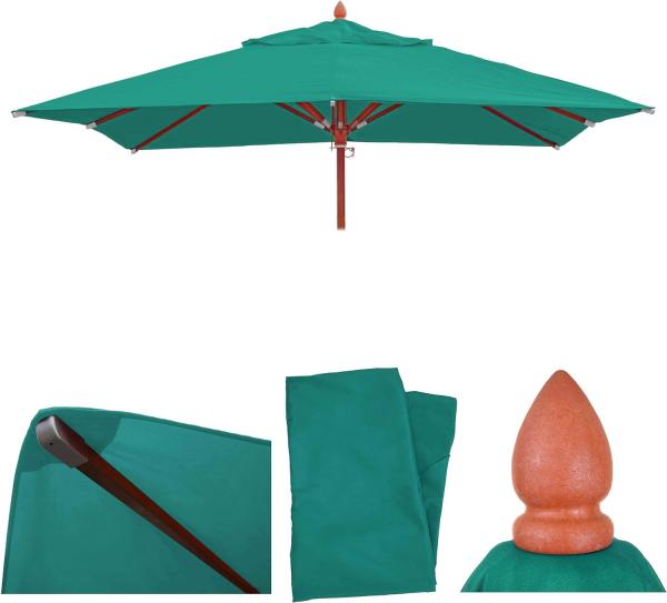 Ersatz-Bezug für Gastronomie Holz-Sonnenschirm HWC-C57, Sonnenschirmbezug, eckig 3x3m Polyester 3kg ~ blau-grün