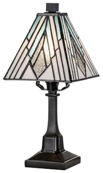 Licht-Erlebnisse Tischleuchte FLORENCE, ohne Leuchtmittel, Glas Metall 32,3 cm hoch in Bronze Antik Mehrfarbig E14 Tiffany Stil