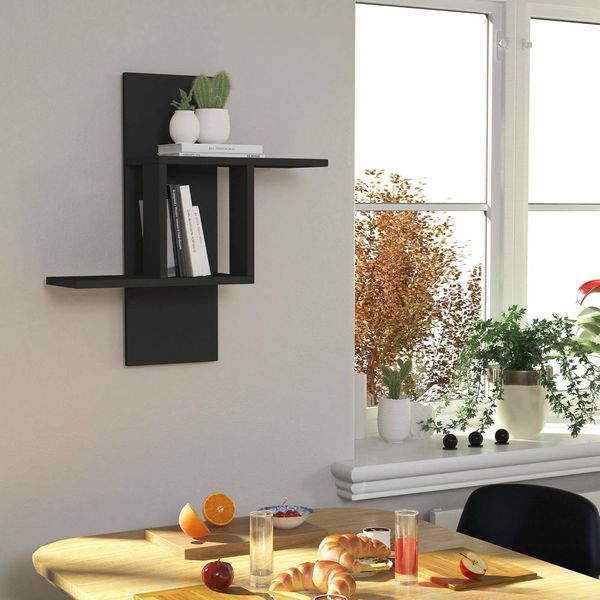Dmora Regal Meleagros 64 x 20 x 70h cm Schwarz 2 Böden