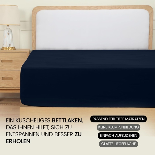 Utopia Bedding - Spannbettlaken 100x200 cm - Marineblau - Oeko-Tex Zertifiziertes Gebürstete Polyester-Mikrofaser Spannbetttuch - 35 cm Tiefe Tasche Bild 4