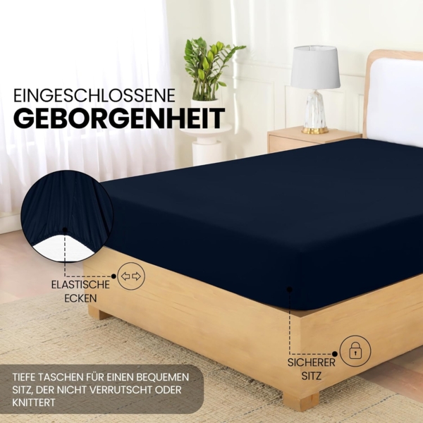 Utopia Bedding - Spannbettlaken 100x200 cm - Marineblau - Oeko-Tex Zertifiziertes Gebürstete Polyester-Mikrofaser Spannbetttuch - 35 cm Tiefe Tasche Bild 3