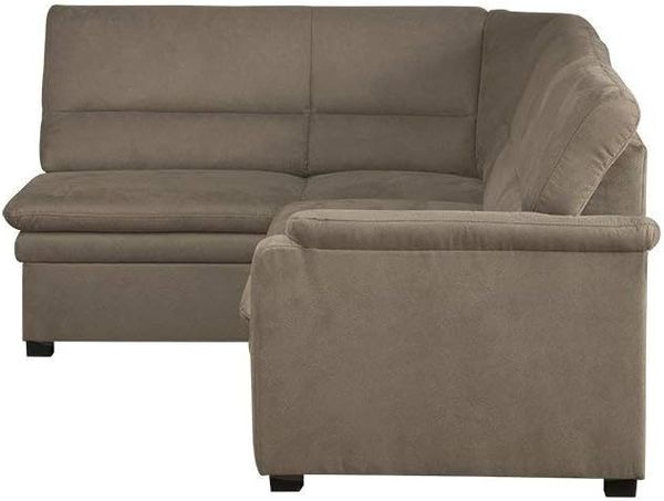 CAVADORE Ecksofa Pisoo mit Federkern / Kleine Eckcouch mit Schlaffunktion / Ottomane links / 245 x 89 x 161 / Mikrofaser hellgrau Bild 3