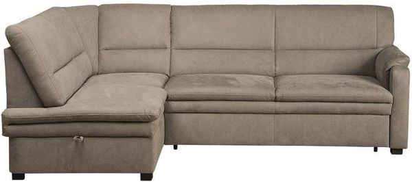 CAVADORE Ecksofa Pisoo mit Federkern / Kleine Eckcouch mit Schlaffunktion / Ottomane links / 245 x 89 x 161 / Mikrofaser hellgrau Bild 4