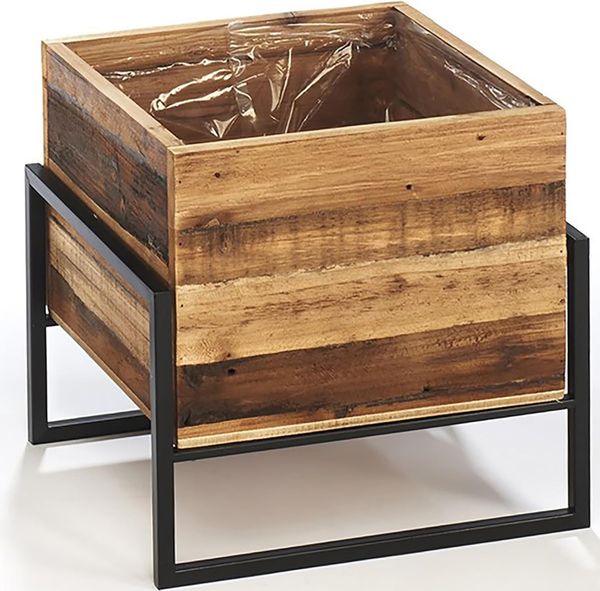 Kobolo Blumentopf Übertopf Pflanztopf - Holz und Metall schwarz Gr1
