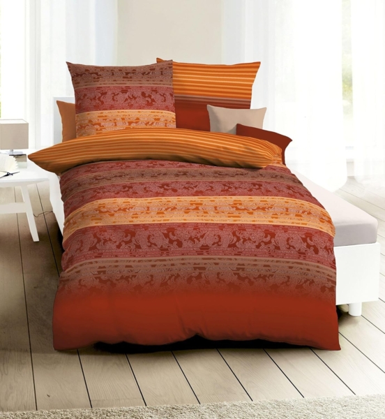 JACK Bettwäsche JACK by Kaeppel Palace Terra Rot Orange Farbverlauf, Biber, 2 teilig, wunderschöner Farbverlauf, besonders atmungsaktiv, hautfreundlich