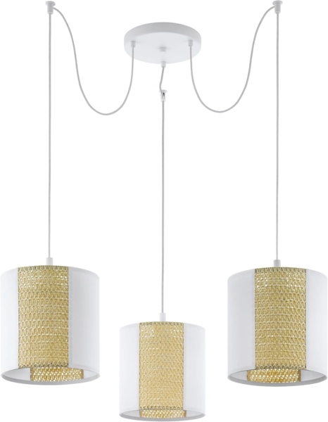 Eglo 43403 Hängeleuchte ARNHEM Papier weiß, Seegras E27 3X40W H:130cm Ø96cm dimmbar