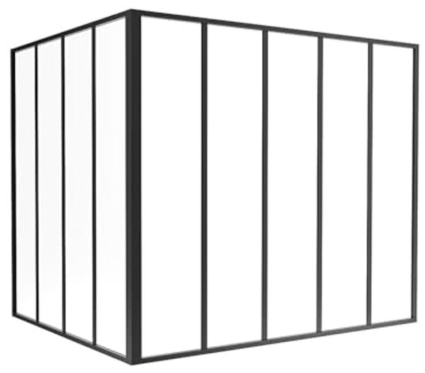 Vente-unique - BAYVIEW Innenglaswand MetallGlas Schwarz - B 120 cm x H 130 cm x L 150 cm