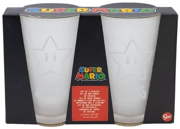 Trinkgläser 2er-Set im Geschenkkarton 480 ml Gläser verschiedene Motive Super Mario