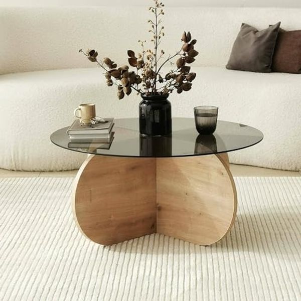 Dmora - Wohnzimmertisch Gliese, Niedriger Wohnzimmertisch, Kaffeeregal, Couchtisch für Sofa, 75x75h35 cm, Eiche