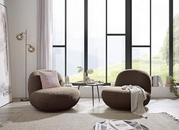 Drehsessel Chris ED Exciting Design Farbe Braun – Moderner Mikrofaser-Sessel mit Nosagfederung
