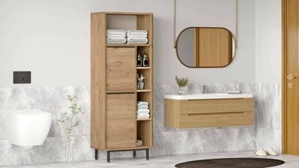 Dmora Schrank Mimas 160 x 35,5 x 45,1h cm Braun 4 Regale 7 Fächer
