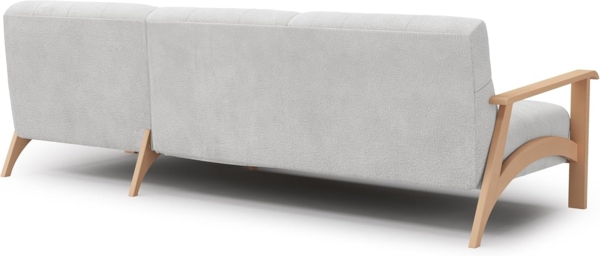 Cavadore Ecksofa Billan / Eckcouch im skandinavischen Design mit Longchair und massivem Holzgestell in Buche / 264 x 88 x 183 / Mehrfarbiger Strukturstoff, Hellgrau Bild 4