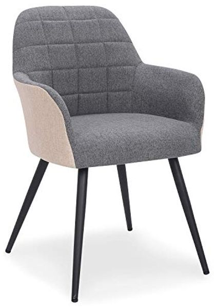 Menzzo Unika Set mit 2 Stühlen/Sesseln mit Stoffbezug Grau & Beige