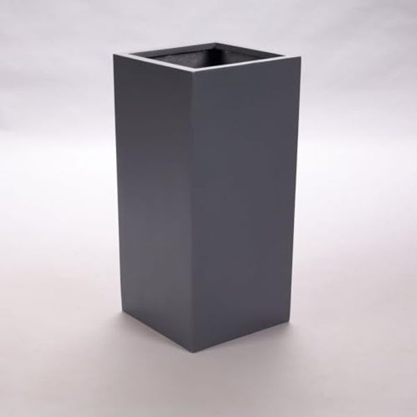 Pflanzkübel Blumenkübel Blumentopf Fiberglas Säule LxBxH 38 x 38 x 70 cm anthrazit metallic