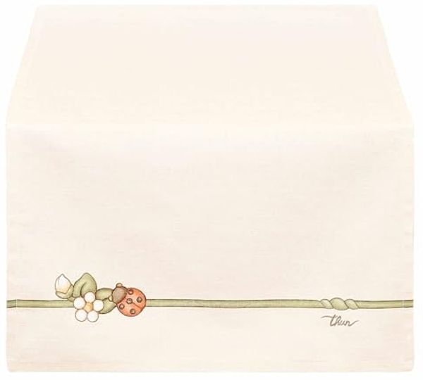 THUN Tischdecke, schmutzabweisend, 100 % Baumwolle, Kollektion Country Bloom, 45x160 cm