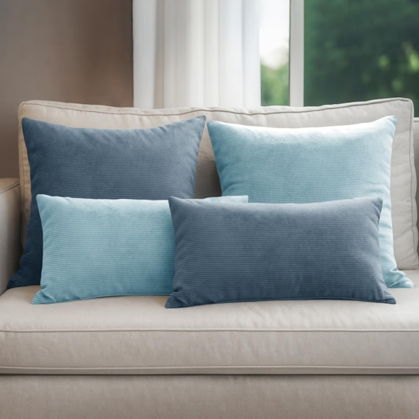 Selfitex Dekokissen 4er Set Cord Kissen inkl. Füllkissen, 2x 50x50 & 2x 30x50, robuster Bezug mit satten Farben, weiches Füllkissen