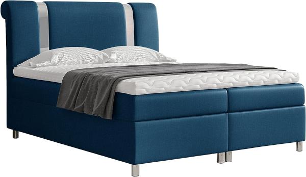 99rooms Asuncion Boxspringbett Strukturstoff INARI Blau 140 x 200 cm