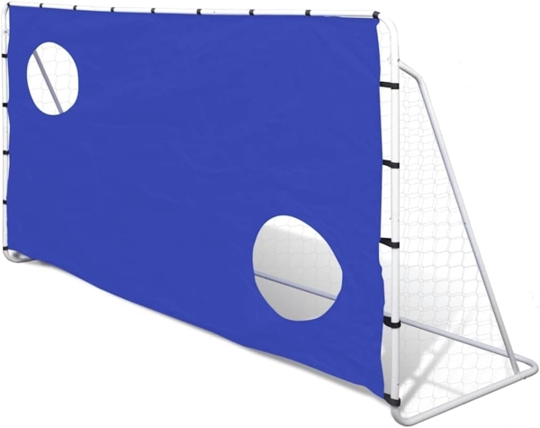 vidaXL Fußballtor mit Torwand, Stahl weiß, 240 x 92 x 150 cm