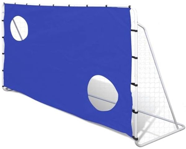 vidaXL Fußballtor mit Torwand, Stahl weiß, 240 x 92 x 150 cm