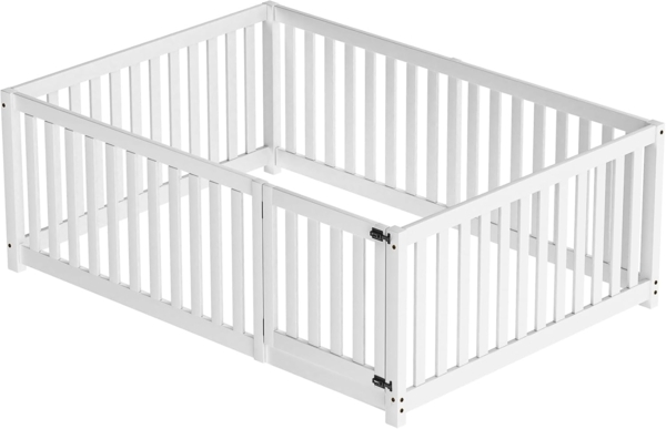 Ball & Cast Bodenbett (140x200 cm) mit Zaun und Tür, Holzboden Bettrahmen für Jungen und Mädchen, Einfach & Zeitsparend Montierbar, Weiß Bild 10