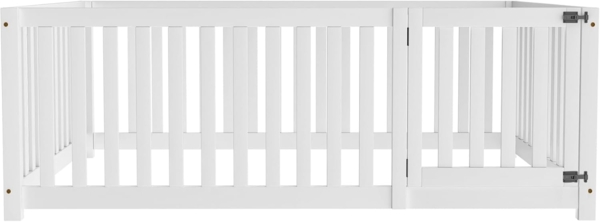 Ball & Cast Bodenbett (140x200 cm) mit Zaun und Tür, Holzboden Bettrahmen für Jungen und Mädchen, Einfach & Zeitsparend Montierbar, Weiß Bild 8