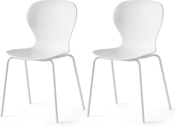 Connubia, 2 OPS! Stühle, Metallstruktur, Mattes optisches Weiß, Sitz aus recyceltem Polypropylen, 100% Mattes optisches Weiß