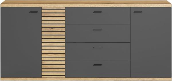 Sideboard Norris in grau und Eiche Evoke 186 cm