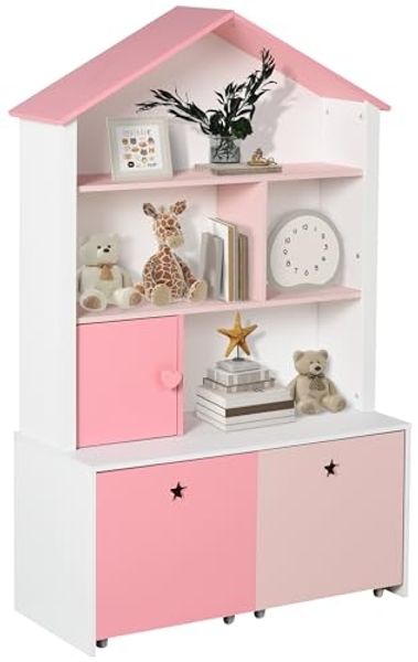 HOMCOM Kinderregal mit Schubladen rosa